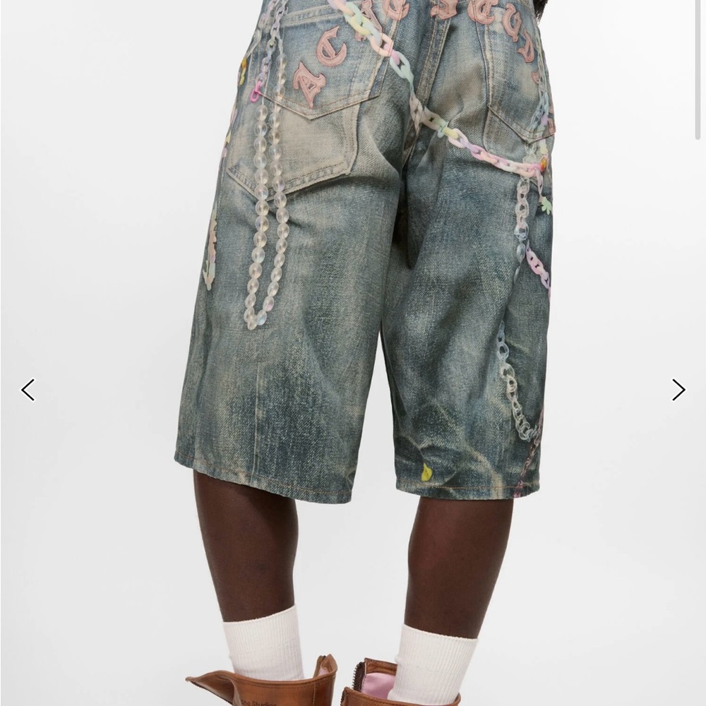 Acne Blue Jean Shorts with Pastel Accents